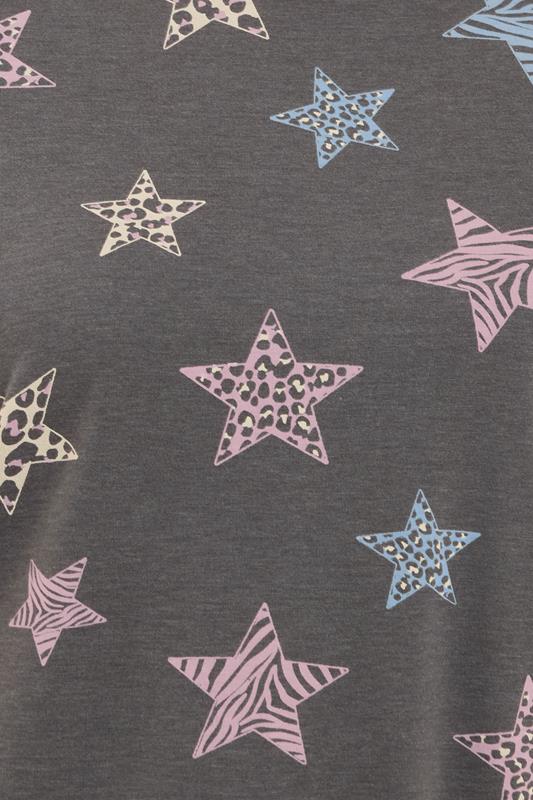 YOURS Plus Size Grey Animal Star Print Sleep Tee Nightdress | Yours Clothing 4