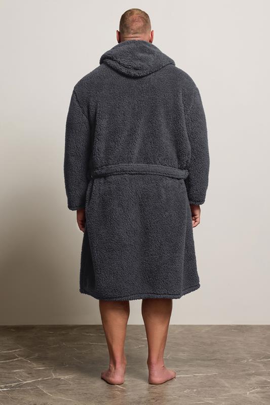 BadRhino Big & Tall Charcoal Grey Super Soft  Borg Dressing Gown | BadRhino 1