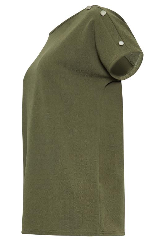 LTS Tall Khaki Green Shoulder Button Detail Top | Long Tall Sally 6