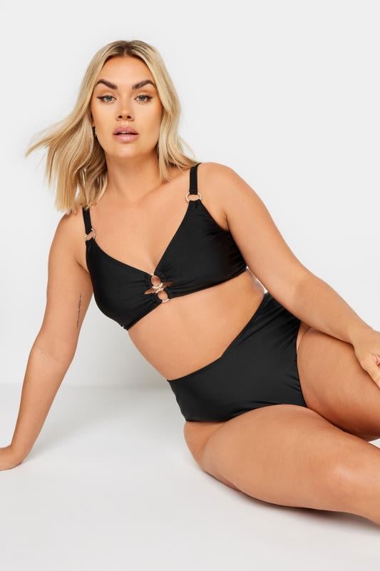 YOURS Plus Size Black V-Front Bikini Brief | Yours Clothing 1