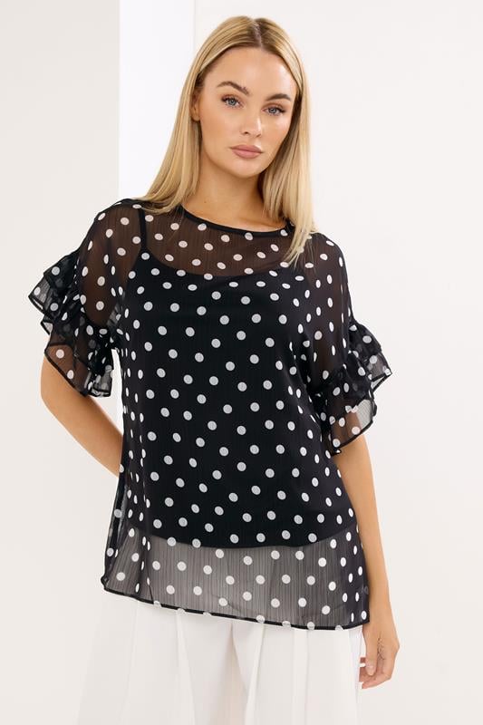 STAR Black Polka Dot Mesh Top | StarByJM 1