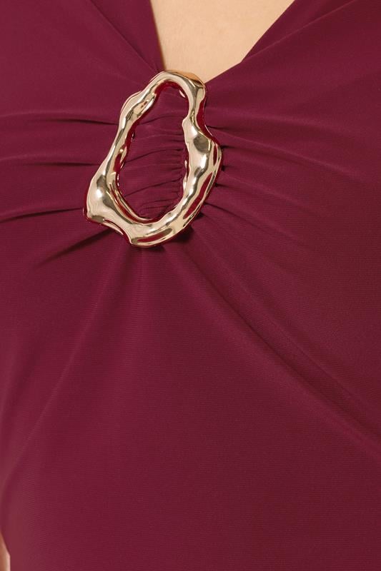 LTS Tall Wine Red Ruched Buckle Top | Long Tall Sally 5