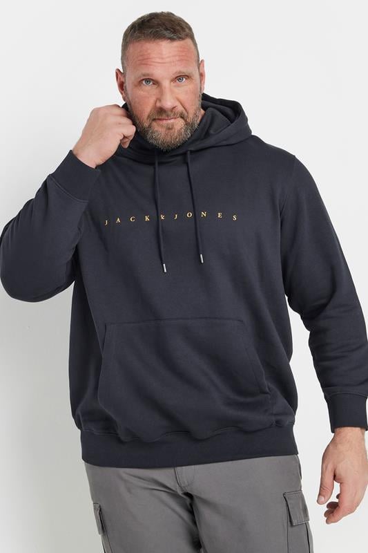  JACK & JONES Big & Tall Navy Blue Logo Hoodie