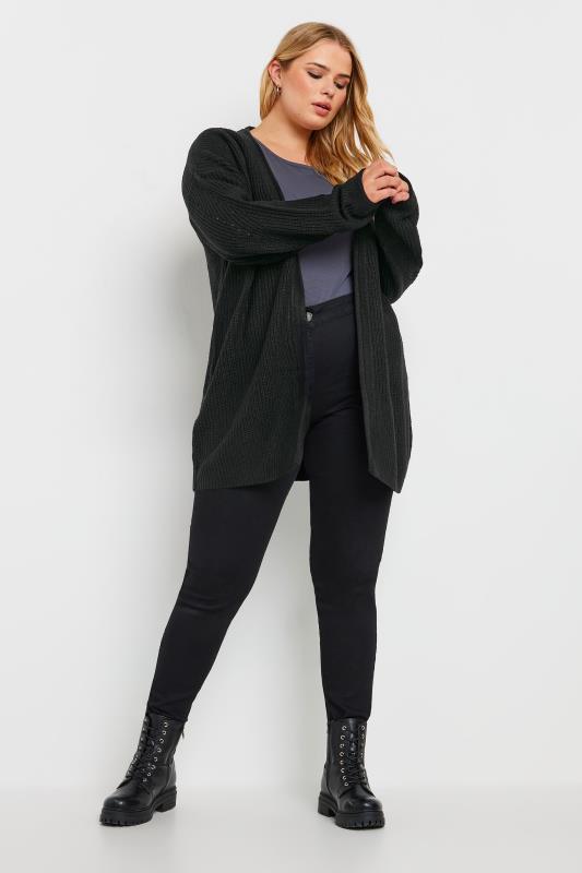 YOURS Plus Size Black Essential Knitted Cardigan | Yours Clothing  2