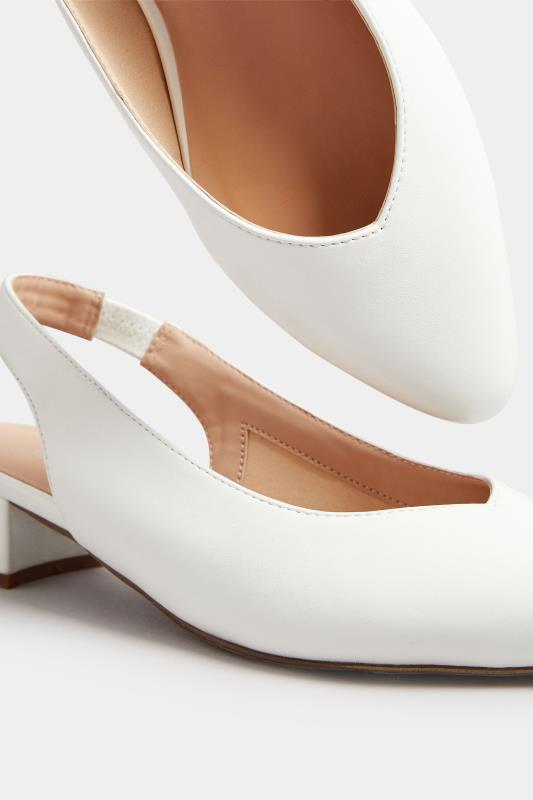 LTS White Faux Suede Slingback Point Heels In Standard Fit | Long Tall Sally 5