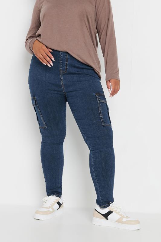 YOURS Plus Size Indigo Blue Cargo Pocket Jeggings | Yours Clothing 3