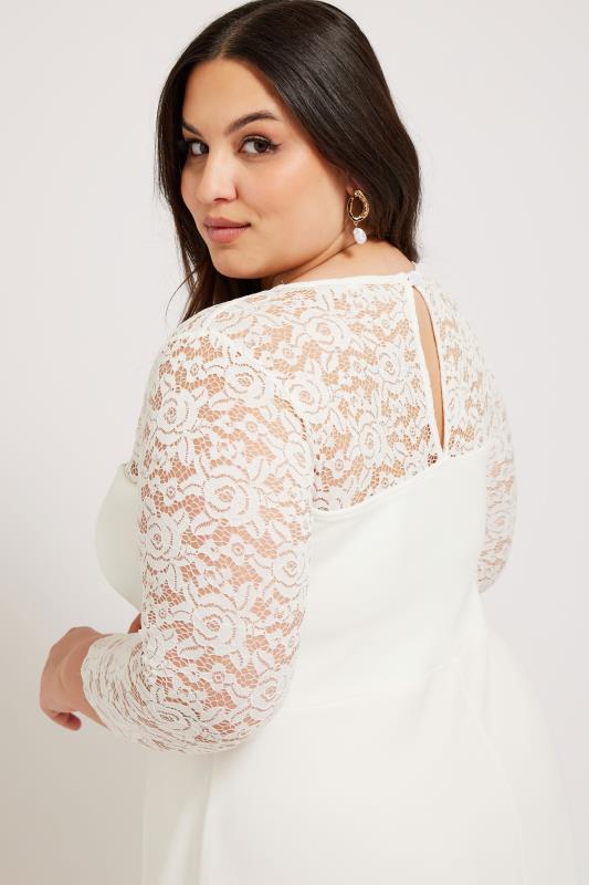 YOURS LONDON Plus Size White Lace Sweetheart Dress | Yours Clothing 4