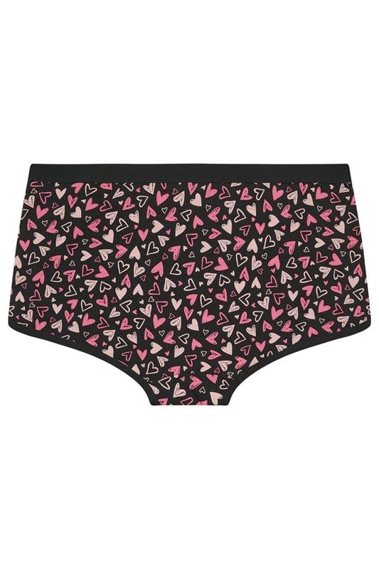 YOURSET 5 PACK Plus Size Black Heart Print Shorts | Yours Clothing 11