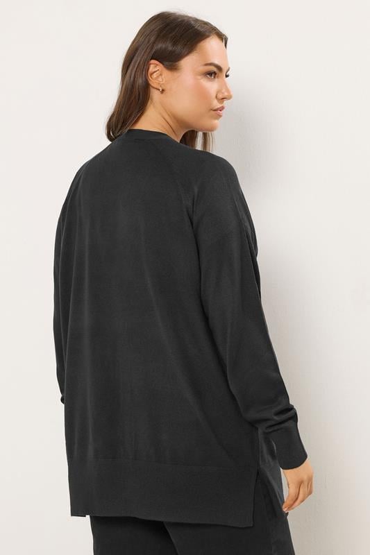YOURS Plus Size Black Boyfriend Button Through Cardigan | Yours Clothing 4