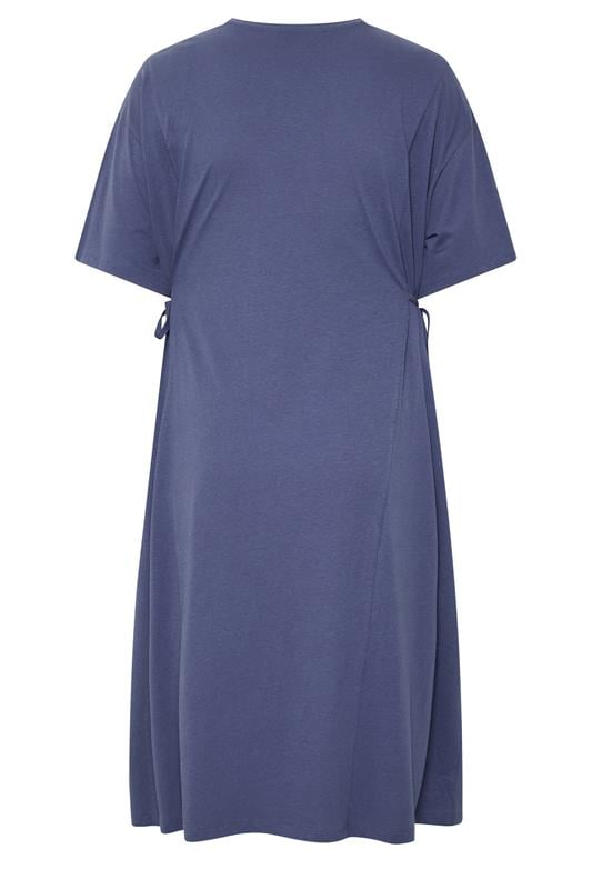 YOURS Plus Size Blue Front Tie Midi Dress | Yours Clothing 2
