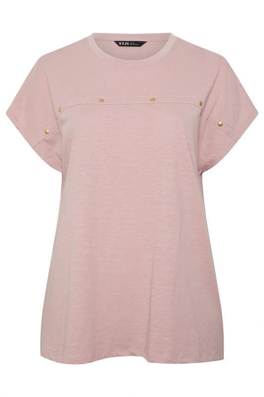 YOURS Plus Size Pink Stud Grown-On Sleeve T-Shirt | Yours Clothing 5