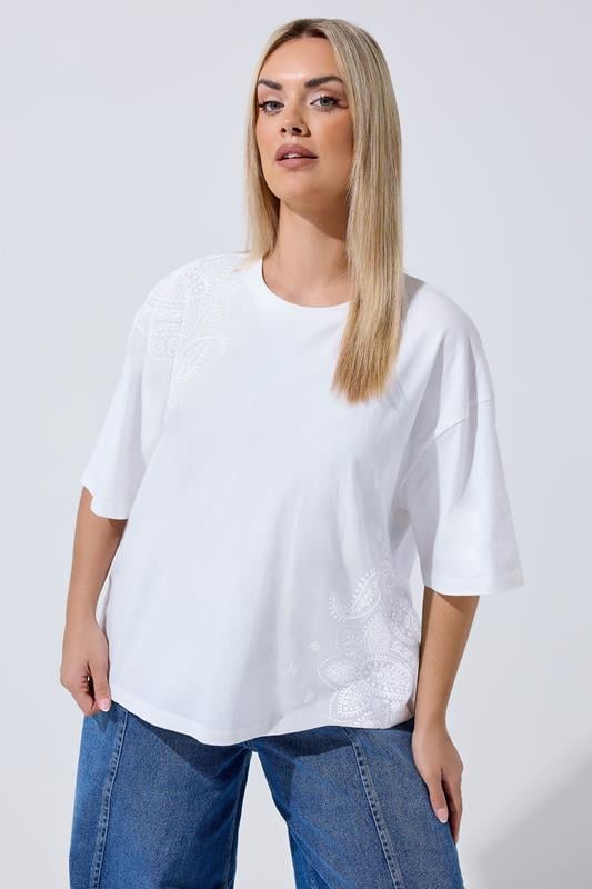 LIMITED COLLECTION Curve White Floral Print T-Shirt