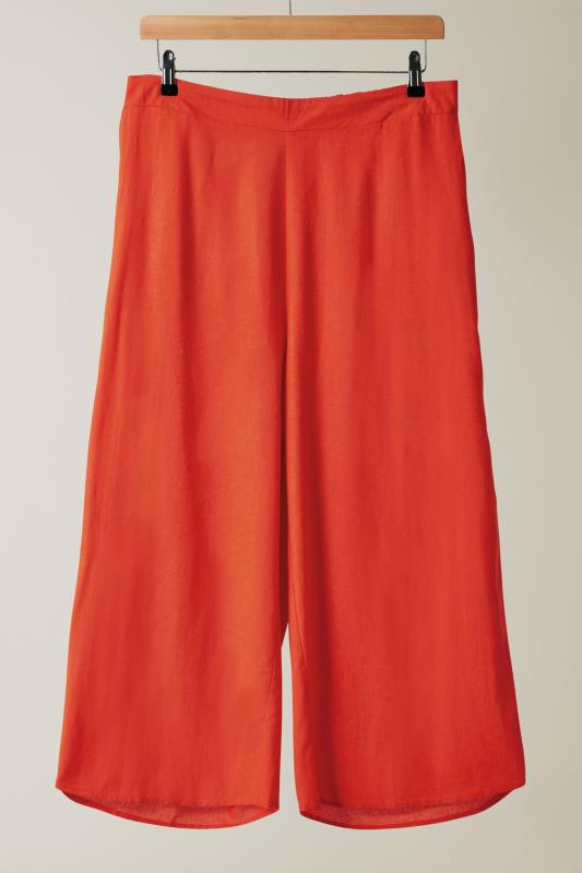 EVANS Plus Size Rust Orange Linen Culottes | Evans  5