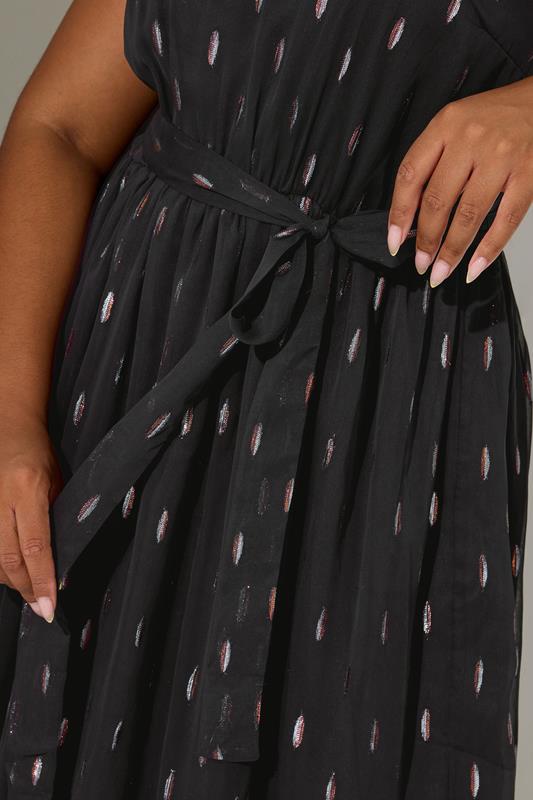 YOURS LONDON Plus Size Black Metallic Spot Print Halterneck Maxi Dress | Yours Clothing 5