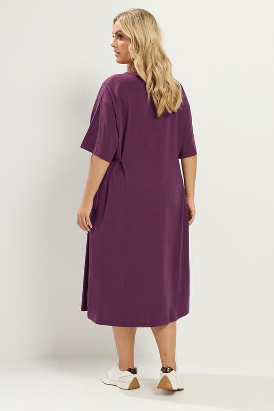 YOURS Plus Size Purple Front Tie Midi Dress | Yours Clothing 2
