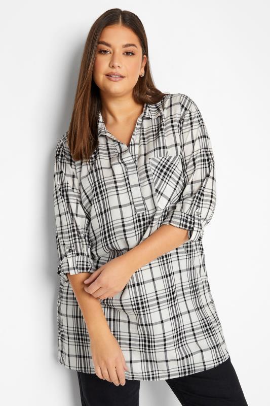 Tall Women's LTS White Check Overhead Shirt | Long Tall Sally 1