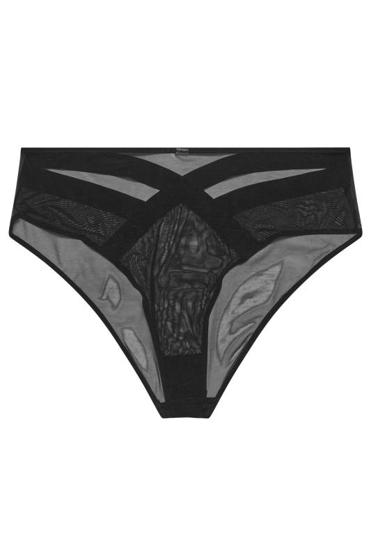 PLAYFUL PROMISES Black Cross Over High Waisted Brief | Yours Clothing 2