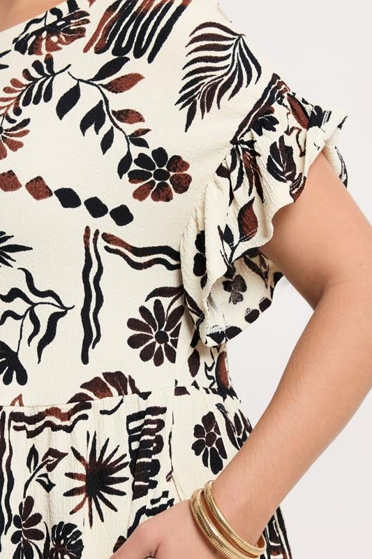 YOURS Plus Size Ivory White Abstract Midi Dress | Yours Clothing 4