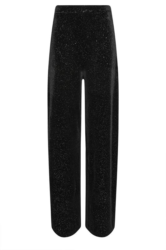 LTS Tall Black Velvet Glitter Wide Leg Trousers | Long Tall Sally  5