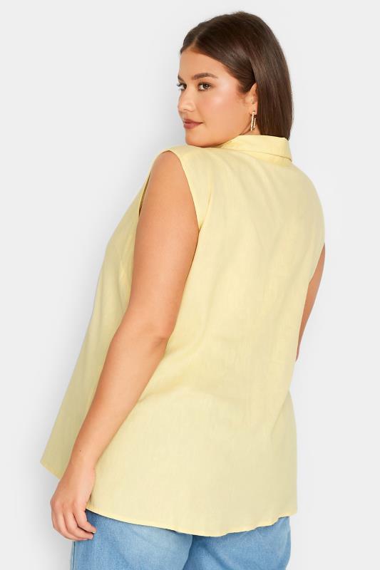 LTS Tall Women's Yellow Sleeveless Linen Shirt | Long Tall Sally  3