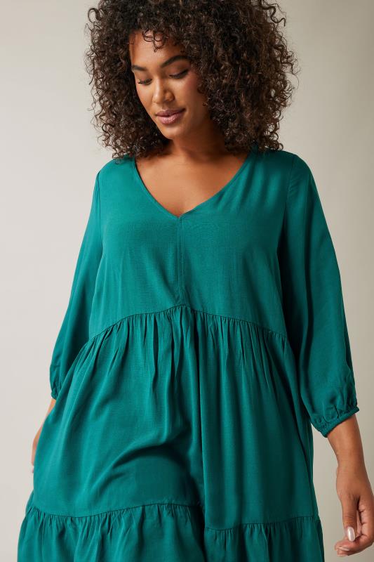 Evans Jade Green Tiered Frill Hem Tunic Top 5