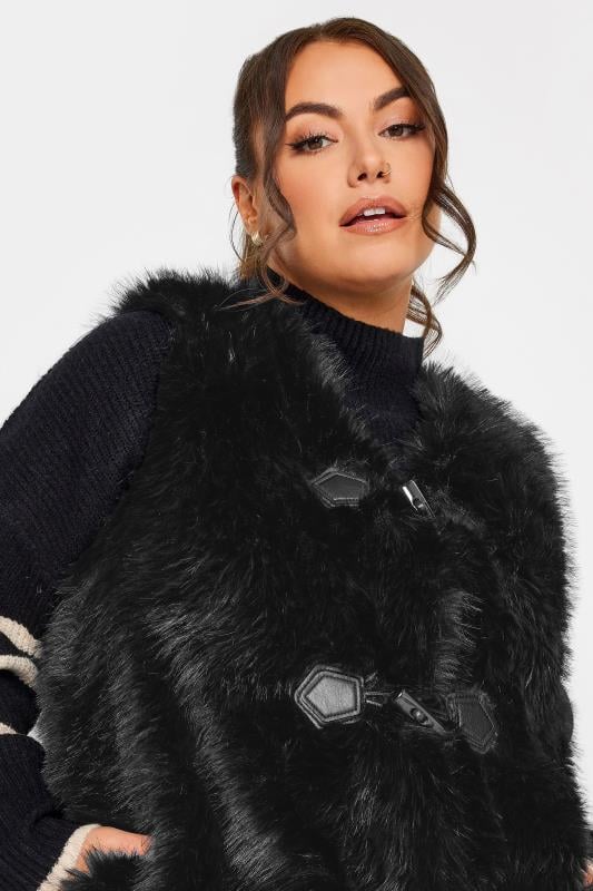 YOURS Plus Size Black Faux Fur Gilet | Yours Clothing 4