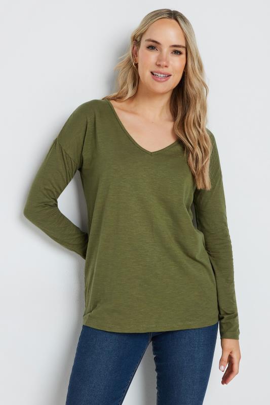 LTS Tall 2 PACK Khaki Green & Blue Long Sleeve T-Shirts | Long Tall Sally 2