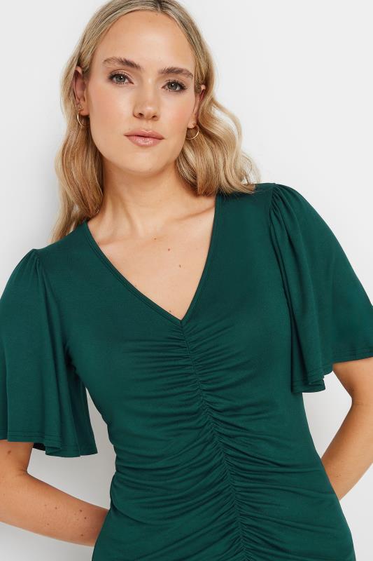 LTS Tall Women's Dark Green Angel Sleeve Ruched Top | Long Tall Sally 5