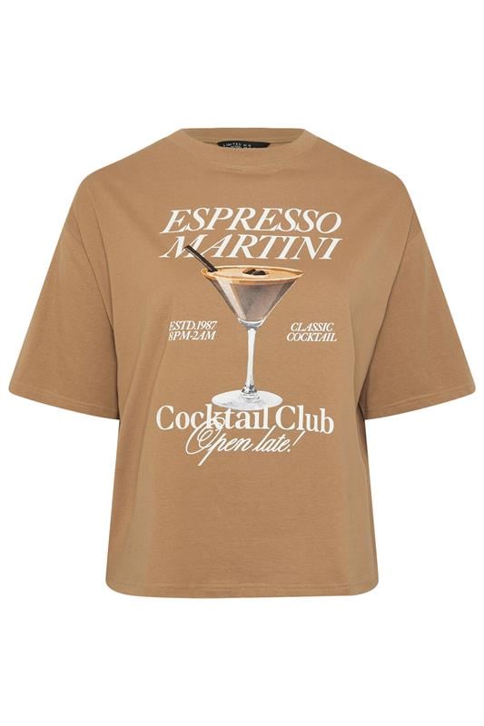 LIMITED COLLECTION Plus Size Mocha Brown 'Espresso Martini' Slogan T-Shirt | Yours Clothing 5