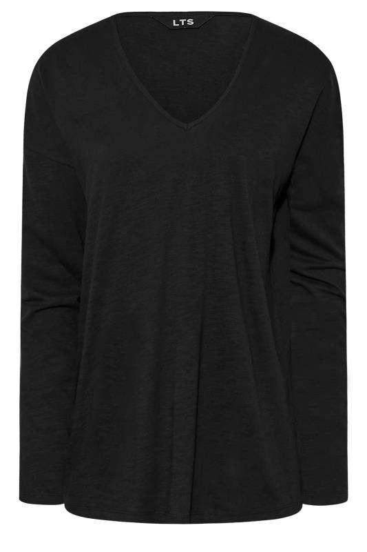 LTS Tall Women's Black V-Neck Long Sleeve Cotton T-Shirt | Long Tall Sally 6