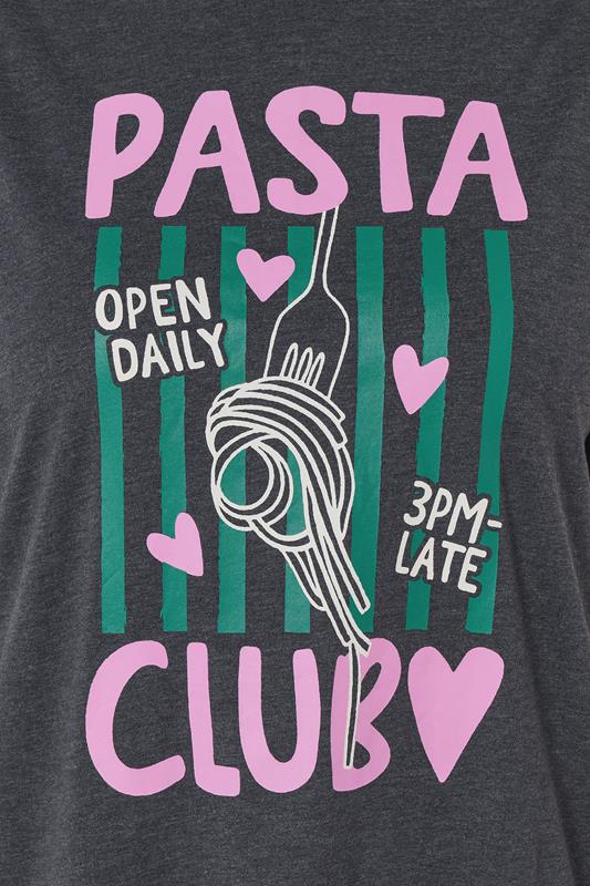 YOURSET 2 PACK Plus Size Grey 'Pasta Club' Sleep Tee Nightdresses | Yours Clothing 6