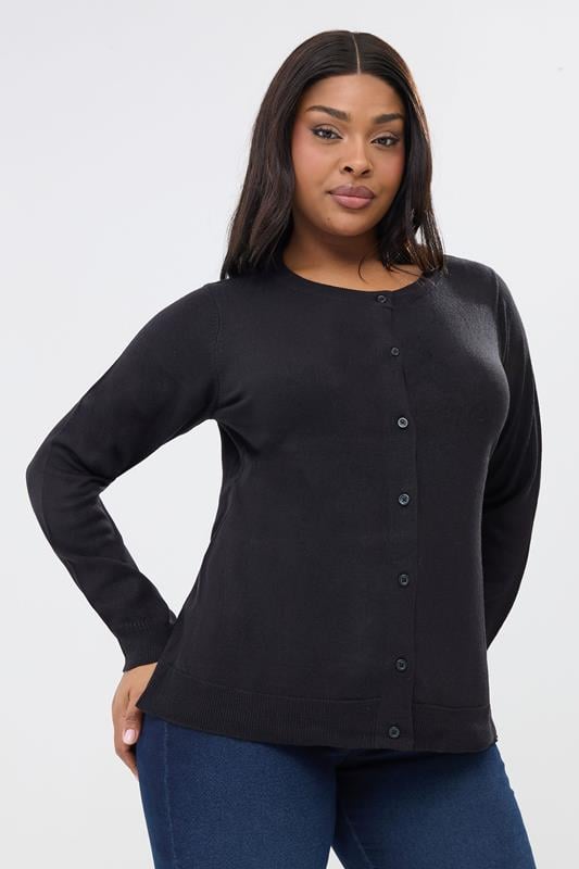 Plus Size  YOURS Curve Black Button Through Cardigan