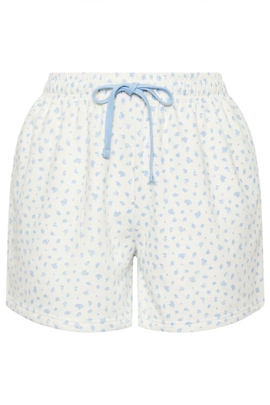 LIMITED COLLECTION Plus Size White Ditsy Floral Jogger Shorts | Yours Clothing 5
