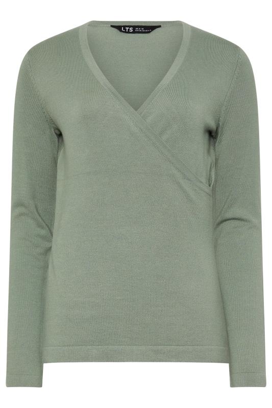 LTS Tall Sage Green Long Sleeve Wrap Top | Long Tall Sally 5