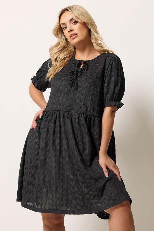  YOURS Curve Black Bow Front Mini Dress