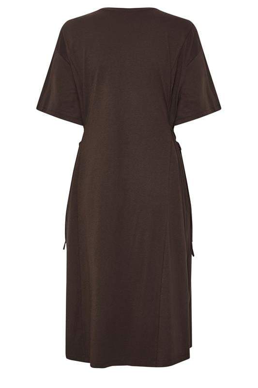 YOURS Plus Size Brown Front Tie Midi Dress | Yours Clothing 2