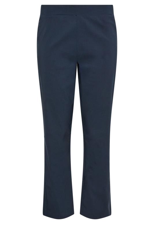 M&Co Navy Blue Straight Leg Elasticated Bengaline Trousers | M&Co 5