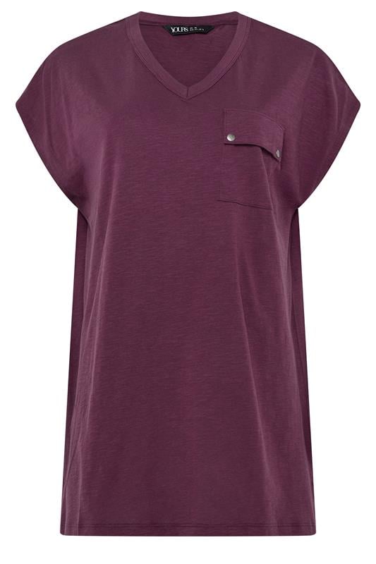 YOURS Plus Size Purple Stud Pocket T-Shirt | Yours Clothing 5