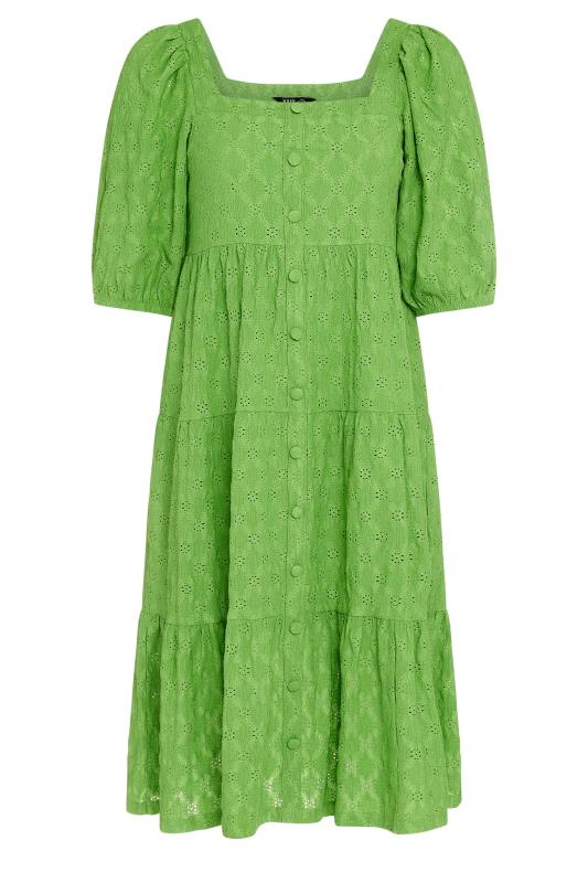 YOURS Plus Size Green Broderie Anglaise Button Front Dress | Yours Clothing 5