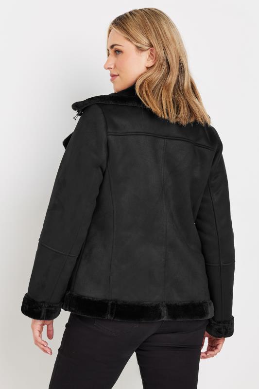 M&Co Black Faux Fur Lined Aviator Jacket | M&Co 3