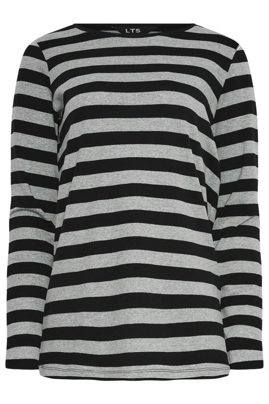 LTS Tall Womens Grey & Black Stripe Long Sleeve Cotton T-Shirt | Long Tall Sally  5