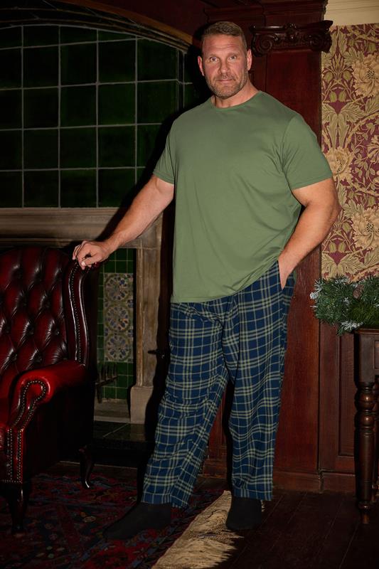 BadRhino Big & Tall Khaki Green Check Pyjama Set