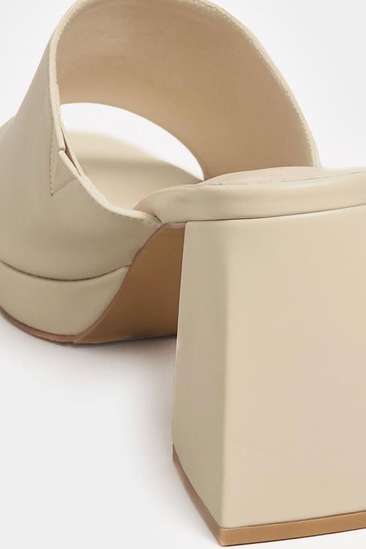 Cream Platform Block Mule Sandal Heels In Wide E Fit | Yours Clothing  4