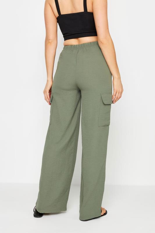 LTS Tall Women's Khaki Green Cargo Crepe Wide Leg Trousers | Long Tall Sally 4