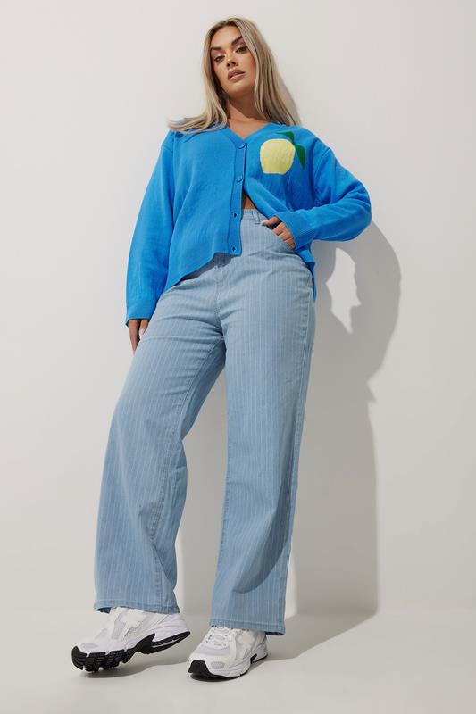 LIMITED COLLECTION Plus Size Blue 'Limoncello' Knitted Cardigan | Yours Clothing 3