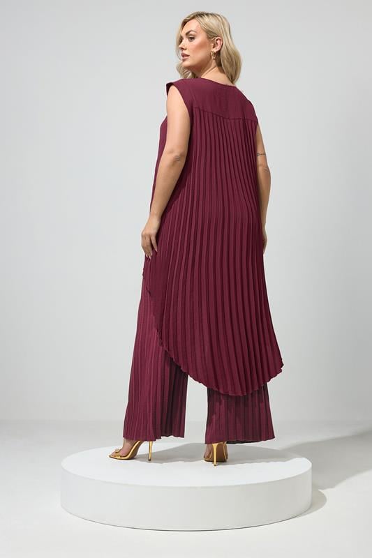 YOURS LONDON Plus Size Purple Pleated Set | Yours Clothing 2