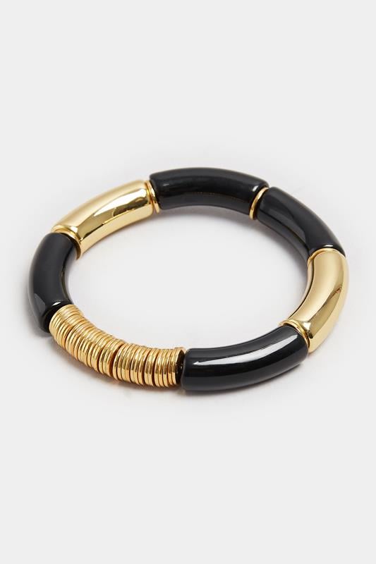 Gold Tone Beaded Link Stretch Bracelet