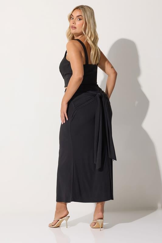 LIMITED COLLECTION Plus Size Black Tie Maxi Skirt | Yours Clothing 2
