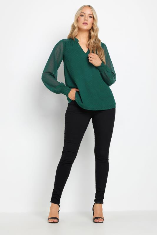 LTS Tall Emerald Green Dobby Spot Long Sleeve Blouse | Long Tall Sally 2