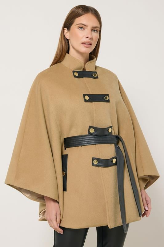 STAR Natural Brown Button Through Cape Coat | StarByJM 1